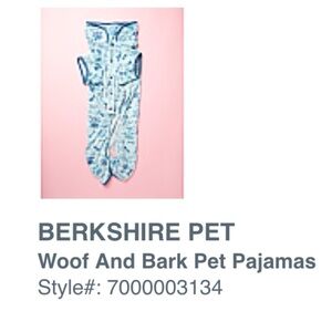 BERKSHIRE PET Woof And Bark Pet Pajamas Size: Medium